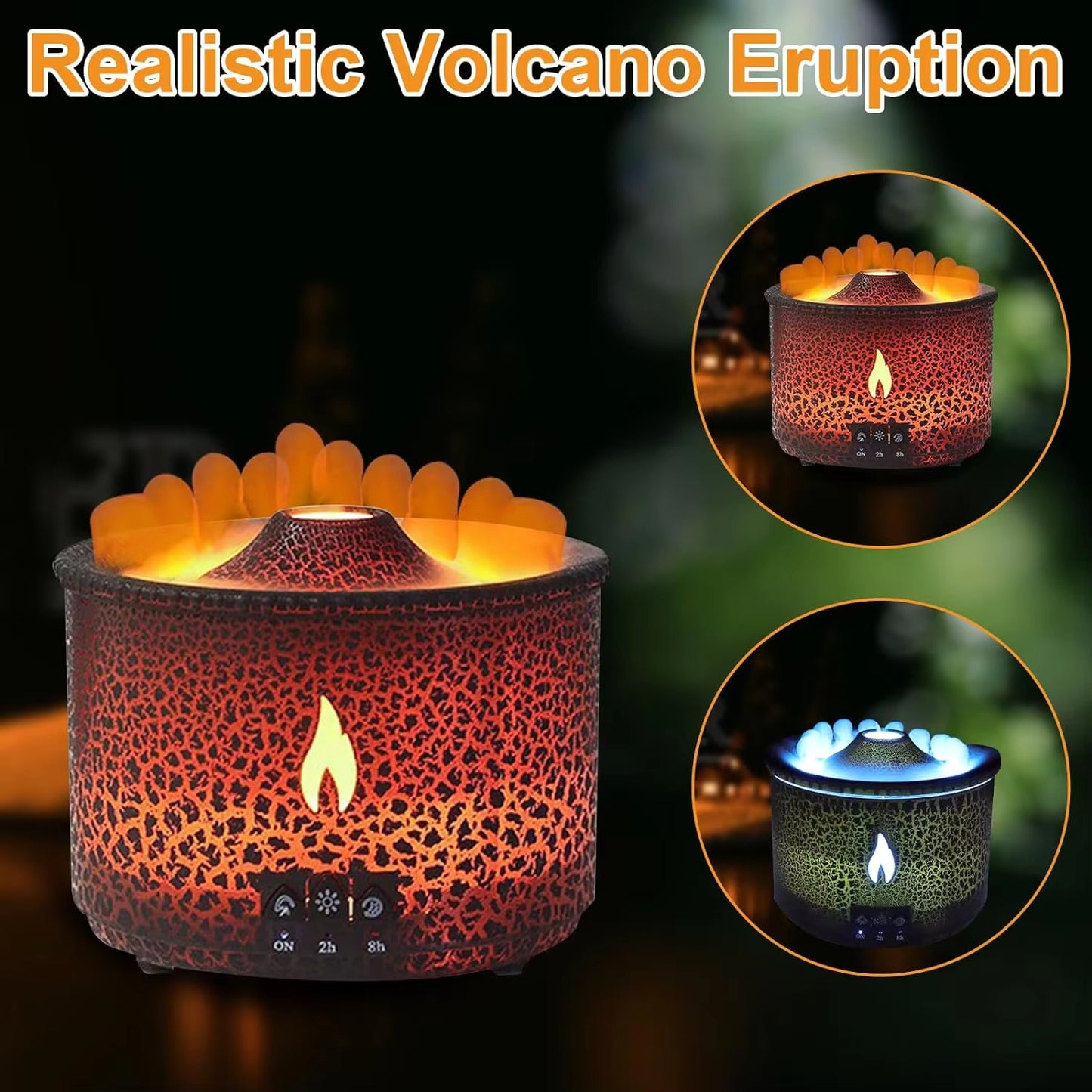 Ultrasonic Aroma Diffuser & Humidifier -Realistic Flame Design