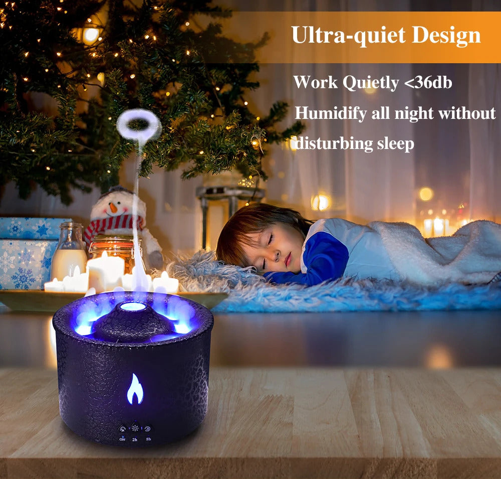 Ultrasonic Aroma Diffuser & Humidifier -Realistic Flame Design