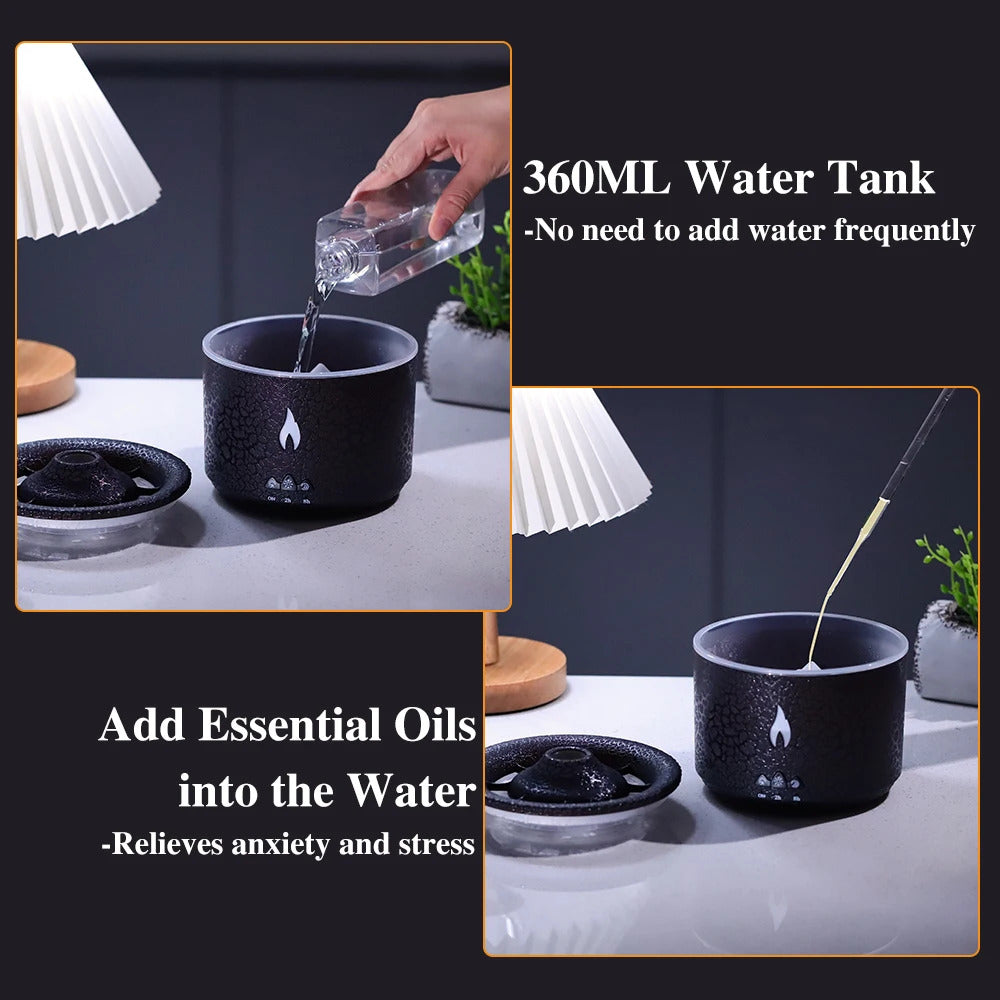 Ultrasonic Aroma Diffuser & Humidifier -Realistic Flame Design