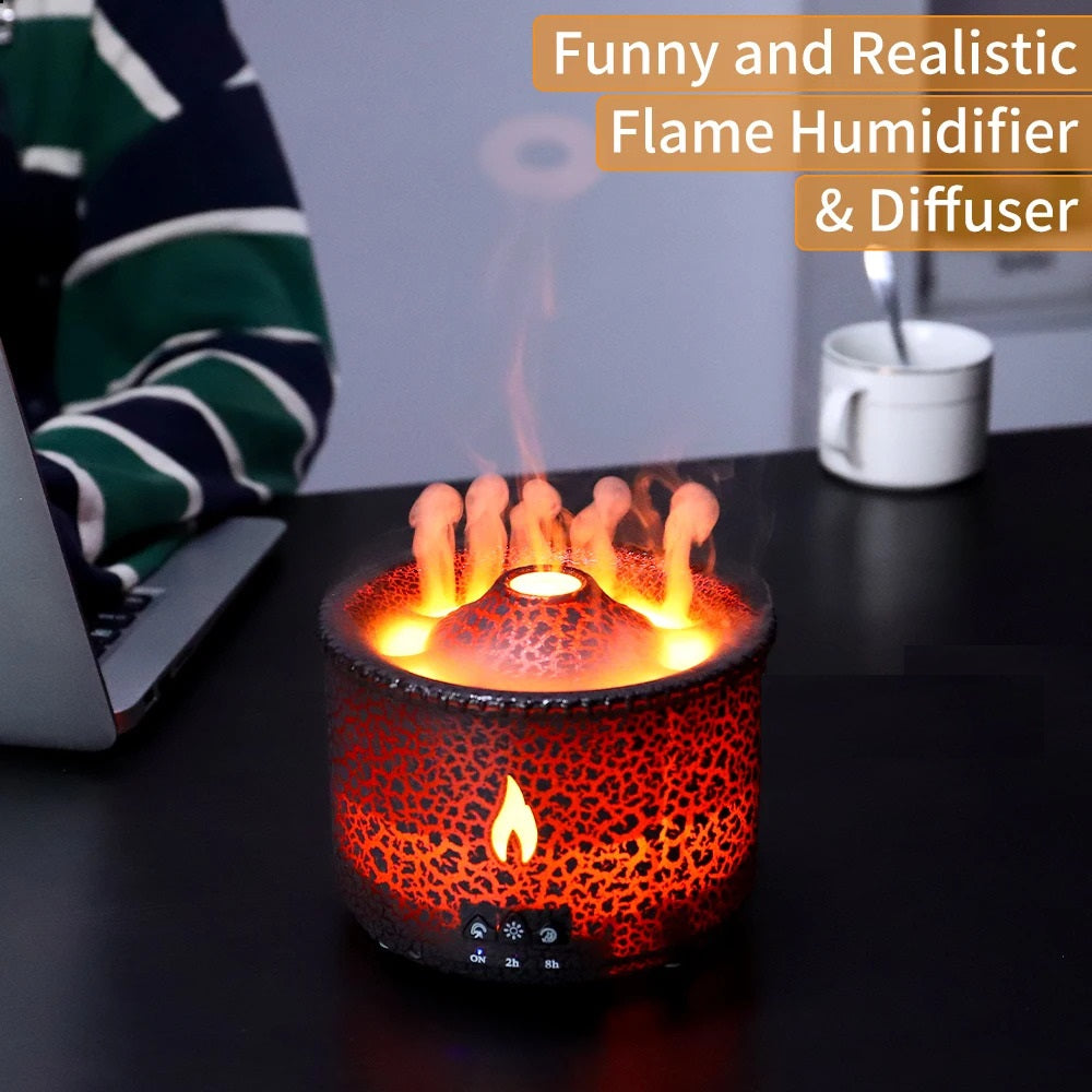 Ultrasonic Aroma Diffuser & Humidifier -Realistic Flame Design