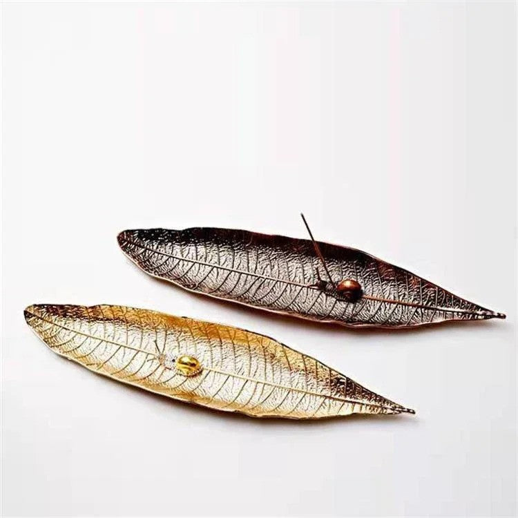 Golden Leaf Incense Holder & Ash Catcher