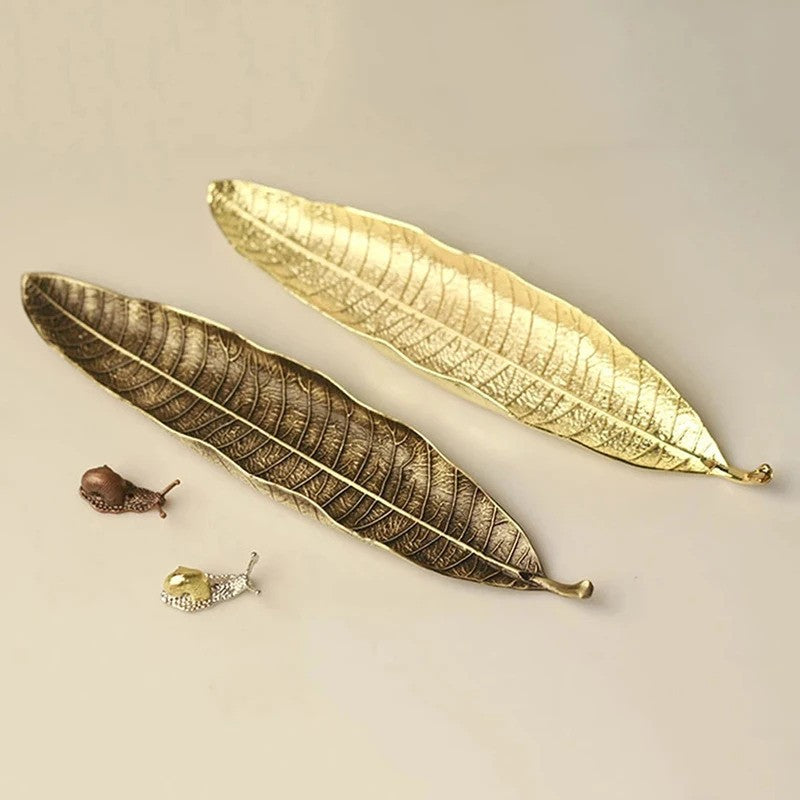 Golden Leaf Incense Holder & Ash Catcher