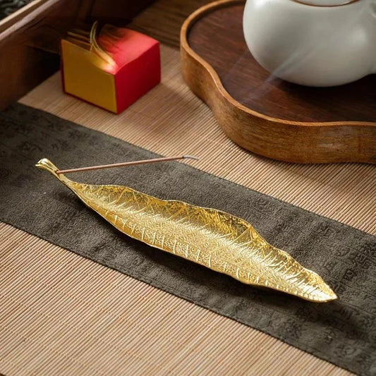 Golden Leaf Incense Holder & Ash Catcher
